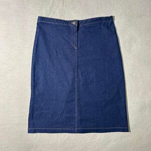 Monteau Women's Large Navy Blue Denim Midi Skirt